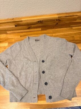 J. Crew Light Gray V‑Neck Button Cardigan